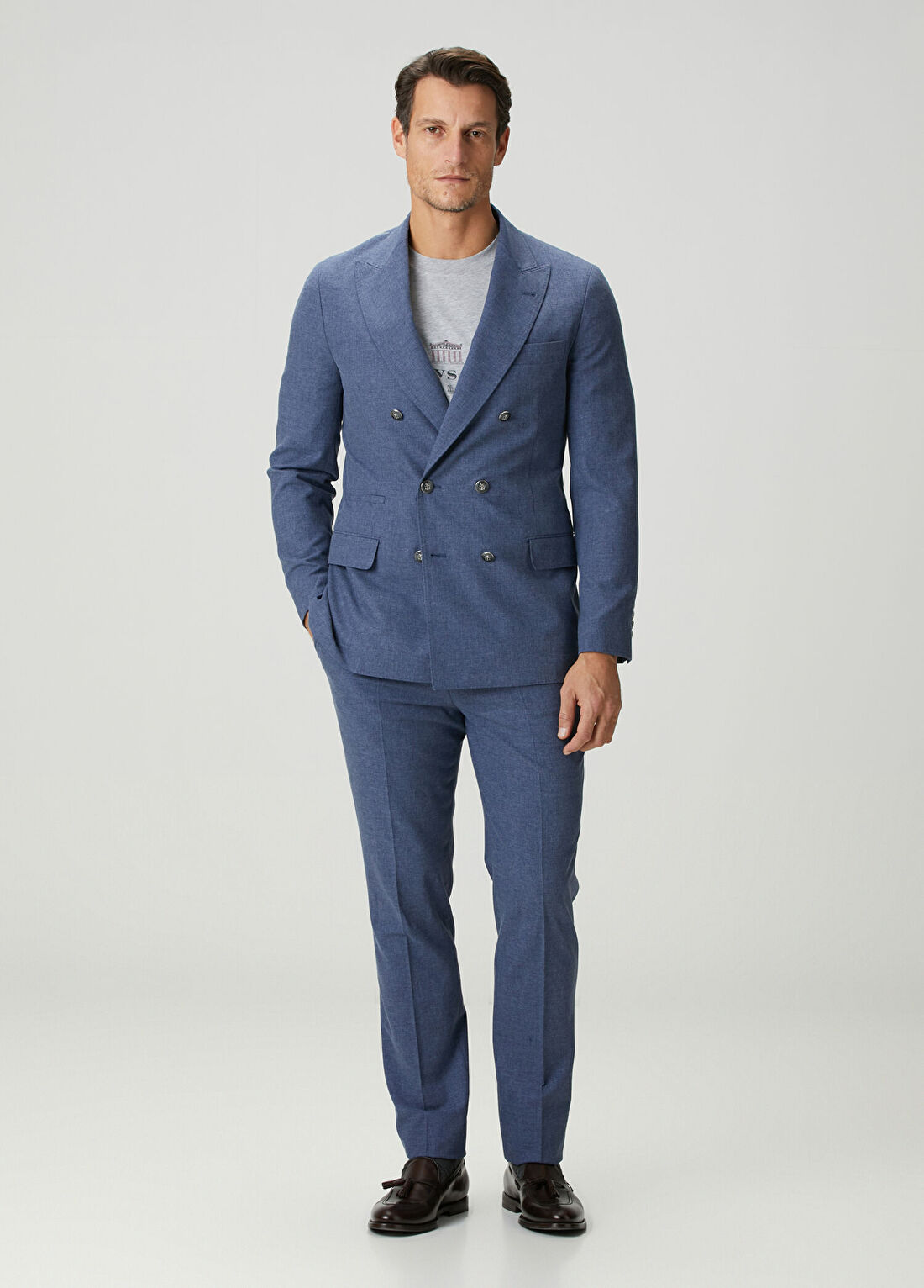 Brunello Cucinelli Gri Baskılı T-shirt görsel 2