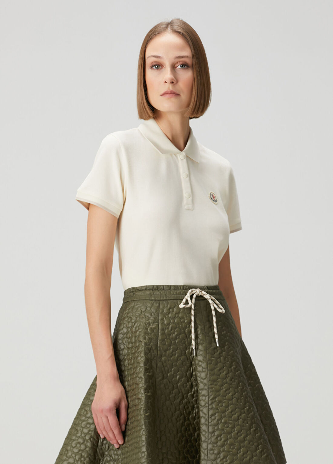 Moncler Ekru Polo T-shirt görsel 3
