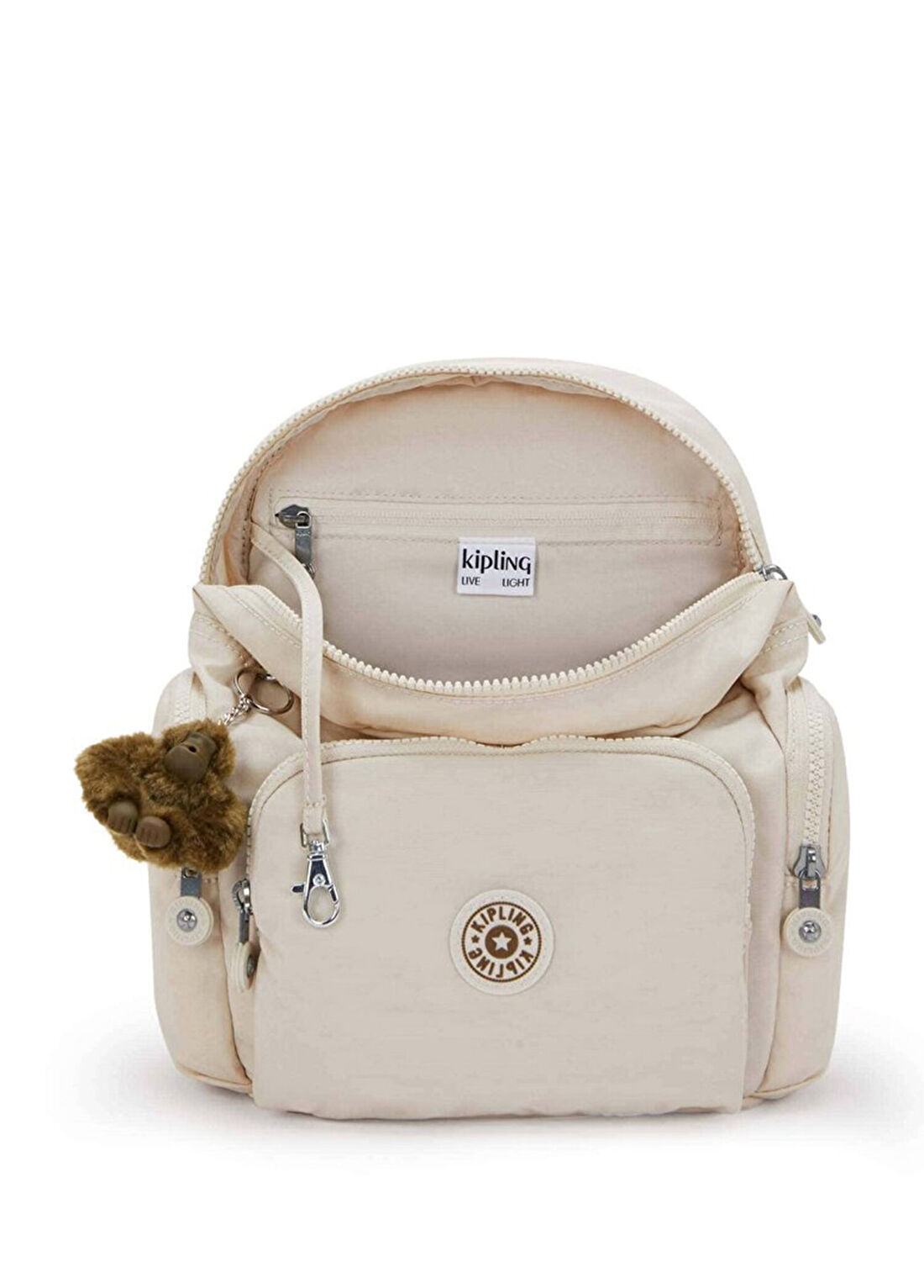 Kipling City Zip Bej Mini Küçük Boy Kadın Sırt Çantası görsel 3