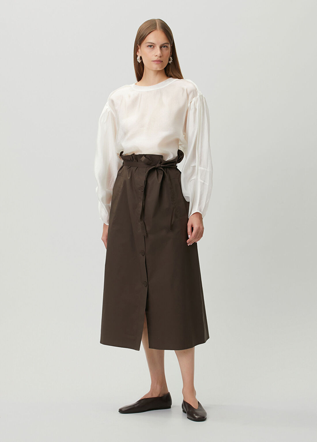 The Garment Cyprus Koyu Kahverengi Midi Etek