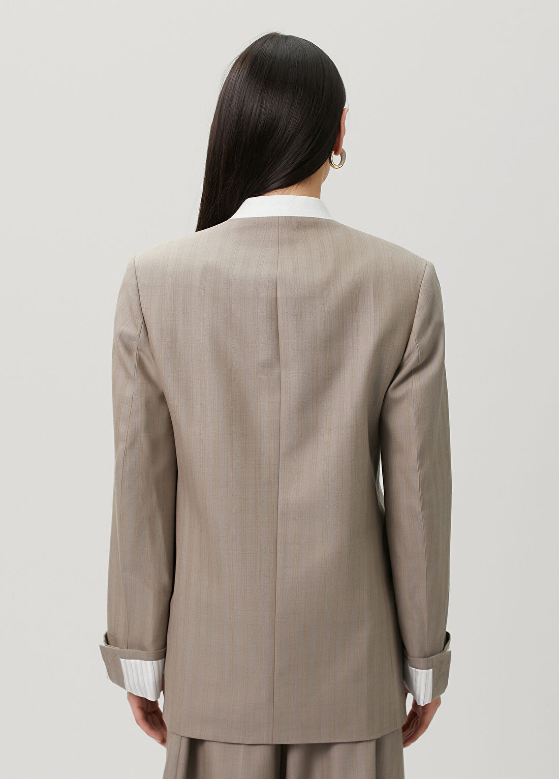 Victoria Beckham Collarless Taş Yün Ceket görsel 4