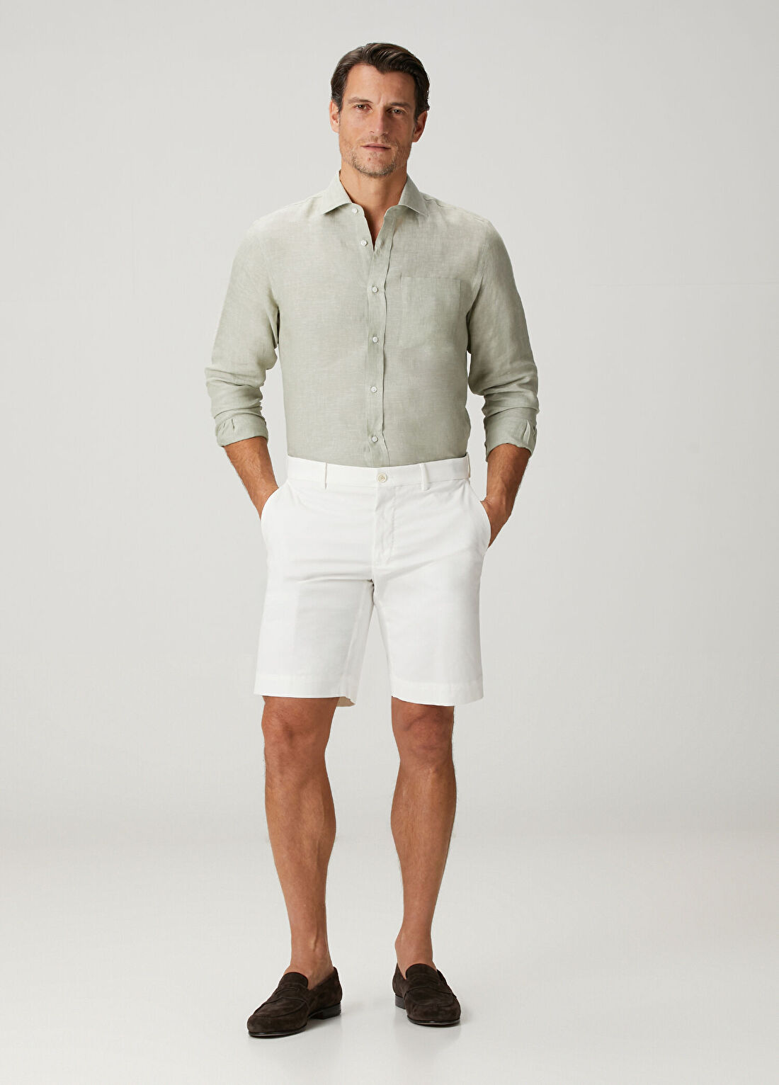 Ralph Lauren Purple Label Yeşil Keten Gömlek