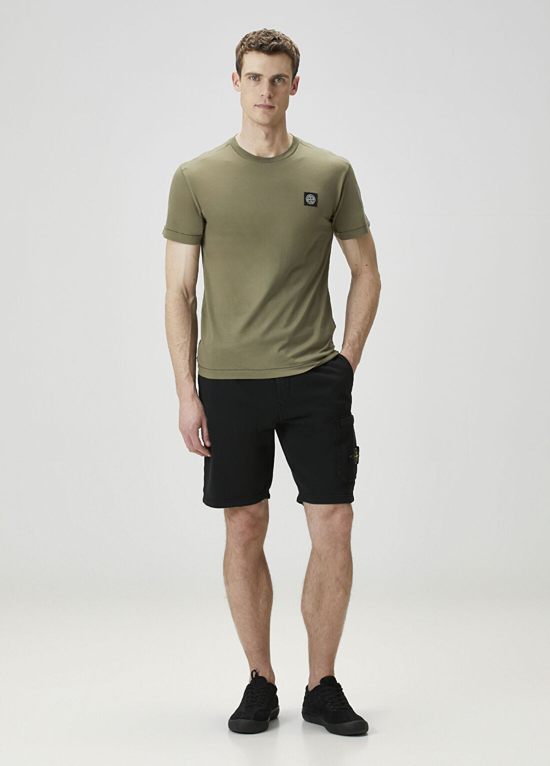 Stone Island Siyah Beli Kordonlu Kargo Bermuda