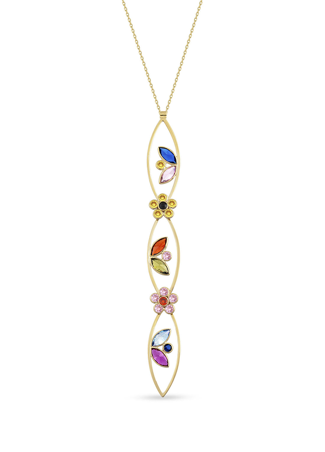Orena Jewelry Three Bouquet 14 Ayar Altın Kadın Kolye