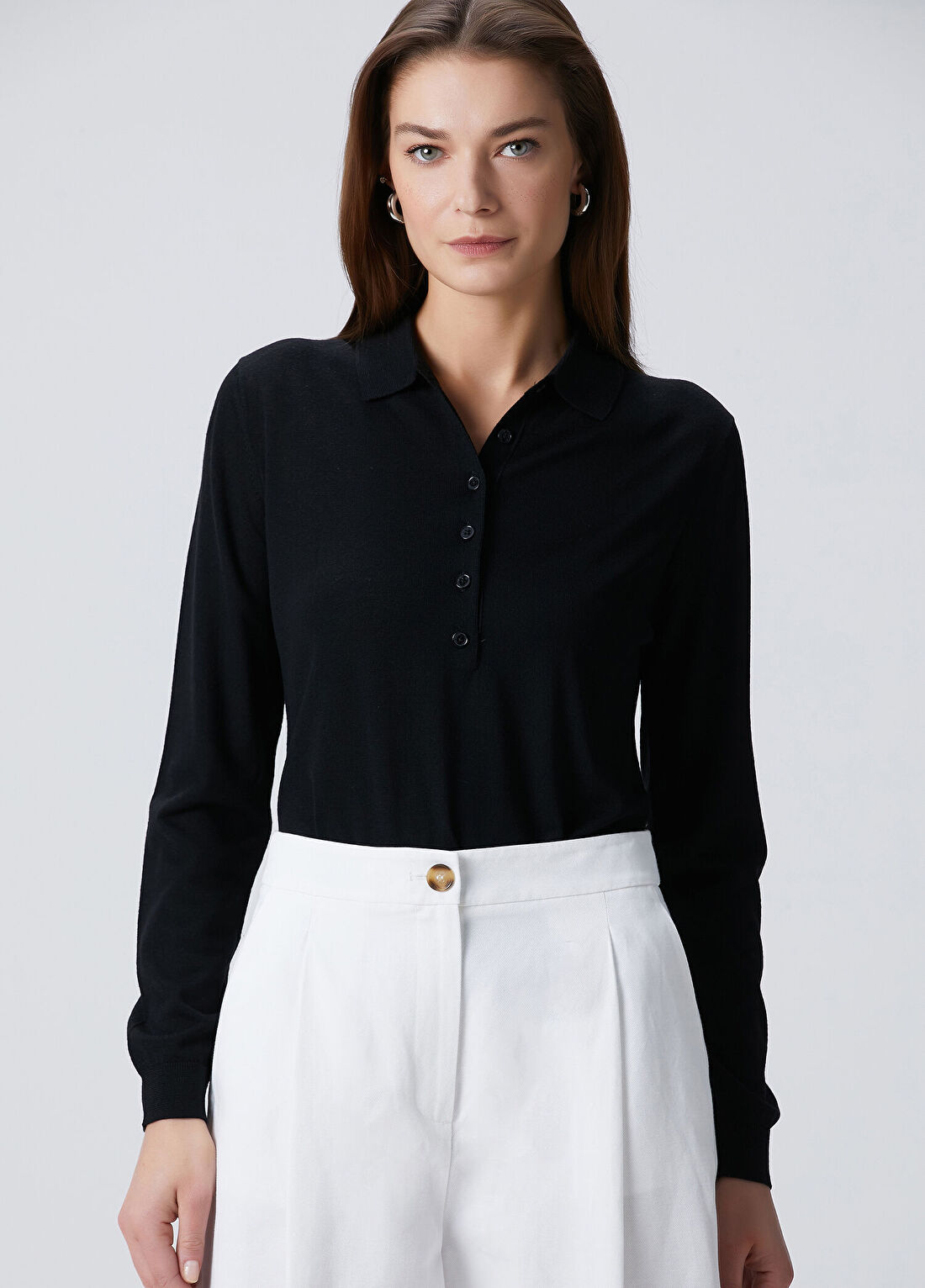 Beymen Collection Siyah Yün Polo Triko görsel 4