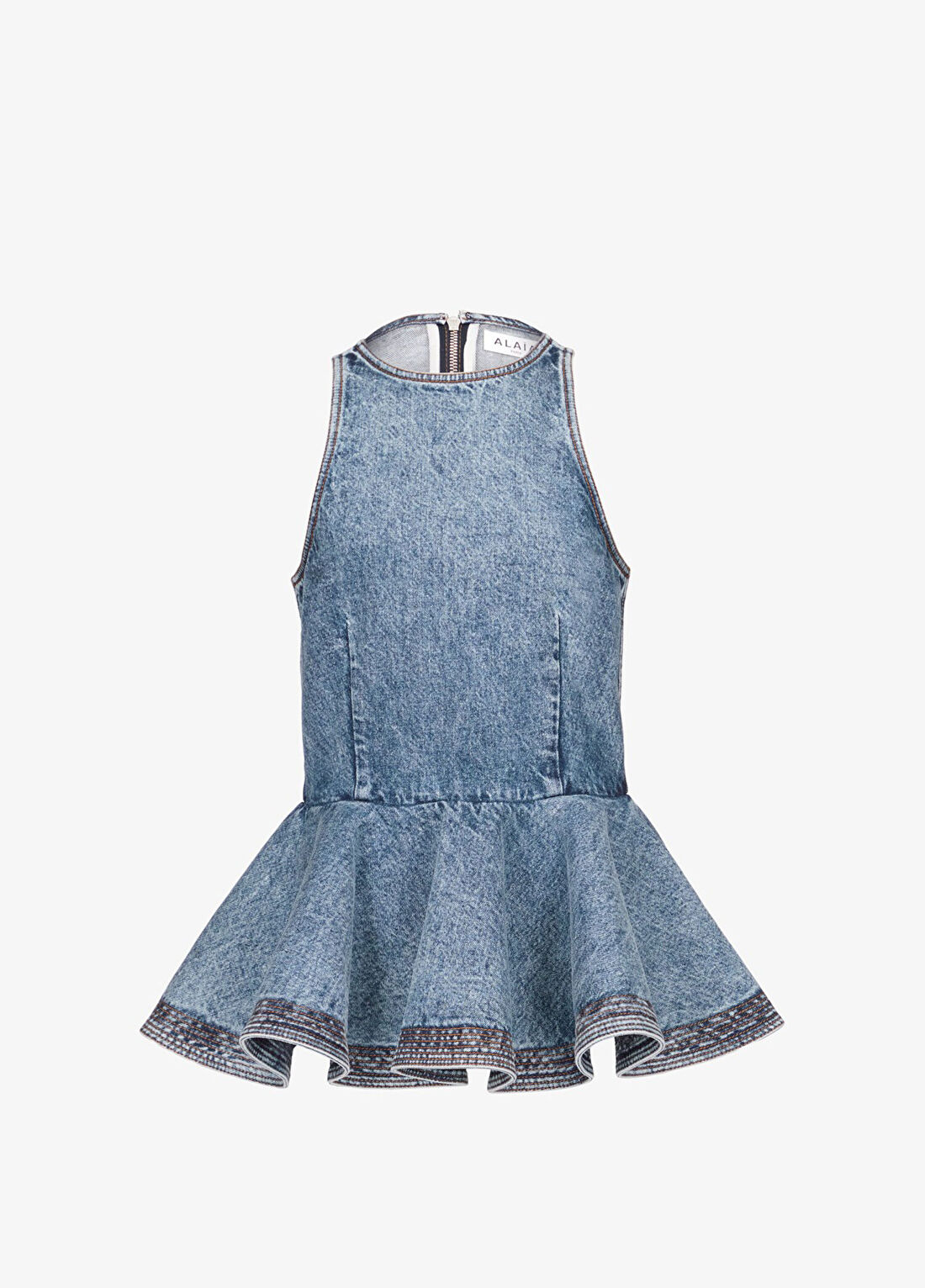 Alaïa Peplum Mavi Denim Bluz