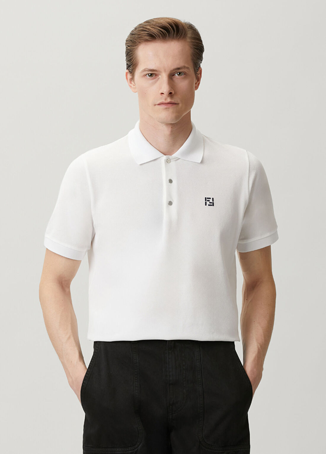 Fendi Beyaz Polo Yaka T-shirt
