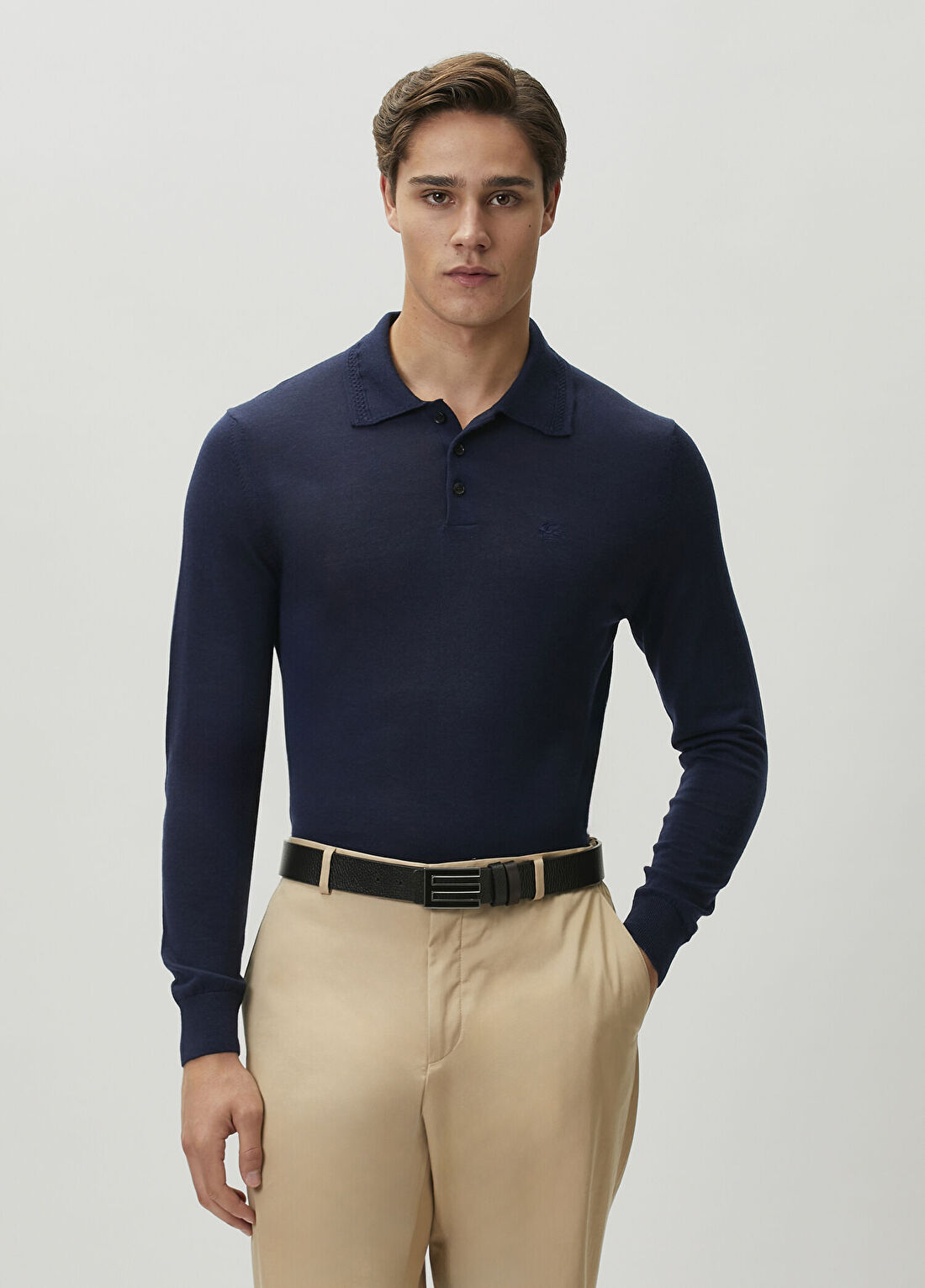 Etro Lacivert Yün Polo Triko