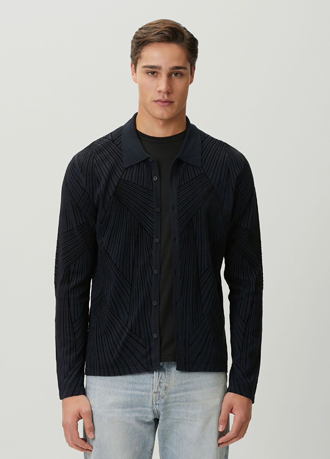 John Varvatos Dorian Lacivert Jakarlı Gömlek