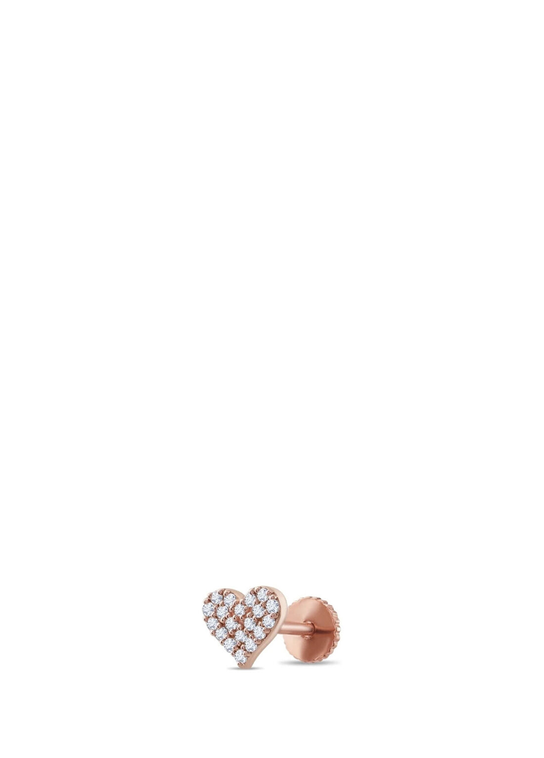 Safir Mücevher Amor Pırlanta Taşlı 14 Ayar Rose Gold Kadın Piercing Tragus Küpe