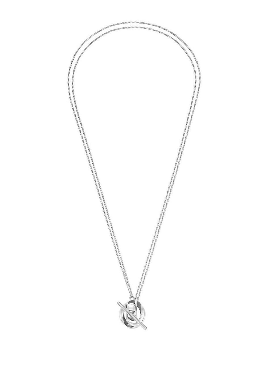 Diesel DJDX1716-040 Oval D Metalik Gri Çelik Unisex Kolye