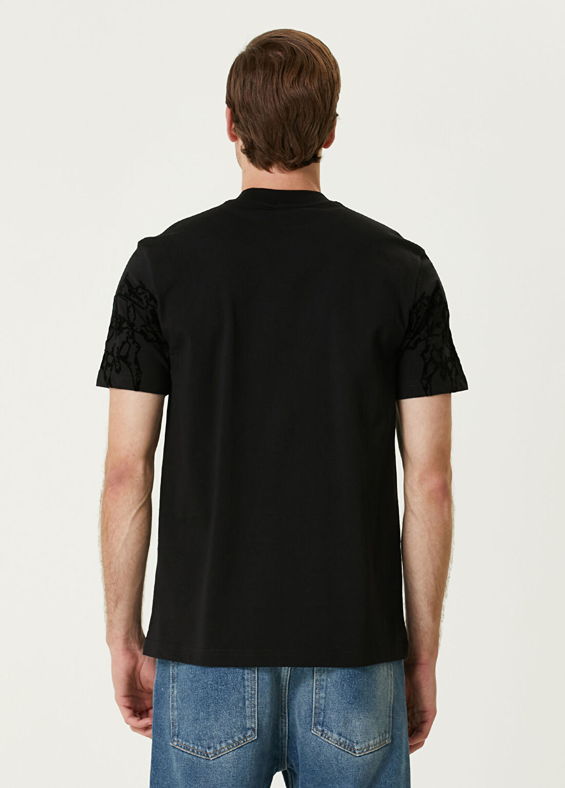 Bernotti Siyah Omuzu Baskılı T-shirt görsel 4