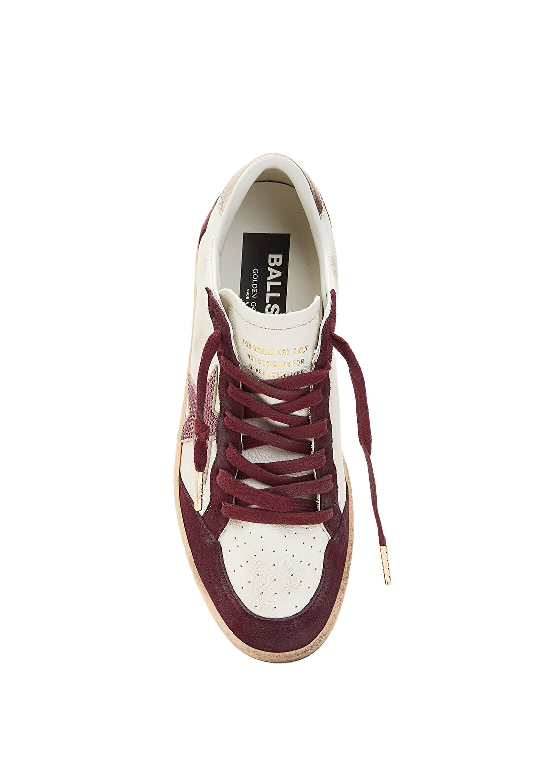 Golden Goose Ball Star Beyaz Bordo Kadın Deri Sneaker görsel 4
