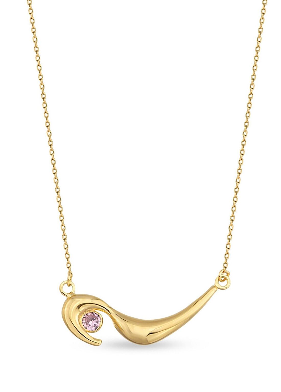 Orena Jewelry Pink Quartz Swan 14 Ayar Altın Kadın Kolye