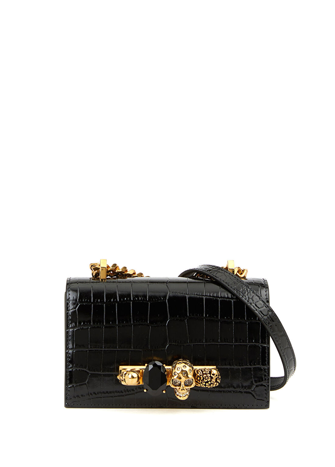 McQueen Mini Jewelled Siyah Kadın Deri Çanta