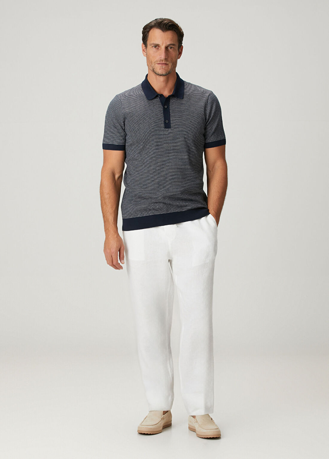 Beymen Collection Lacivert Polo Yaka Kısa Kollu Triko görsel 3