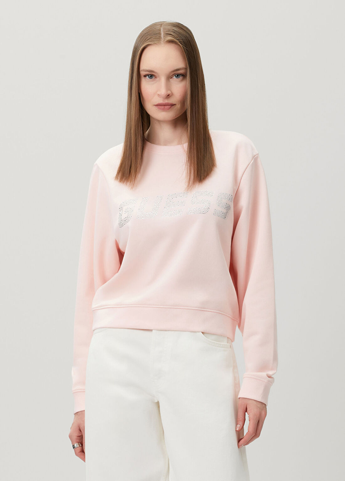 Guess Silvy Pembe Sweatshirt görsel 3