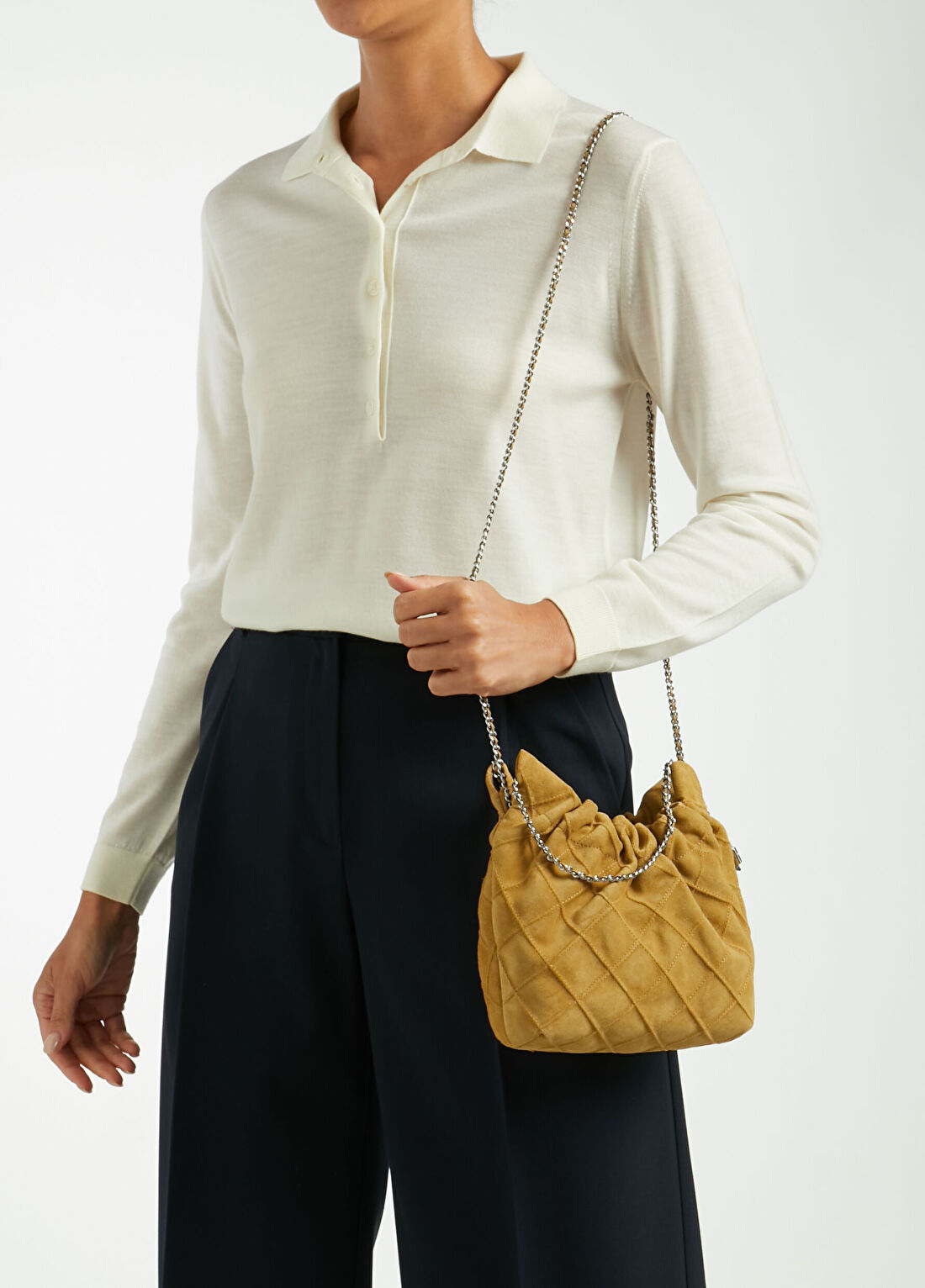 Tory Burch Fleming Koyu Bej Kadın Süet Çanta görsel 2
