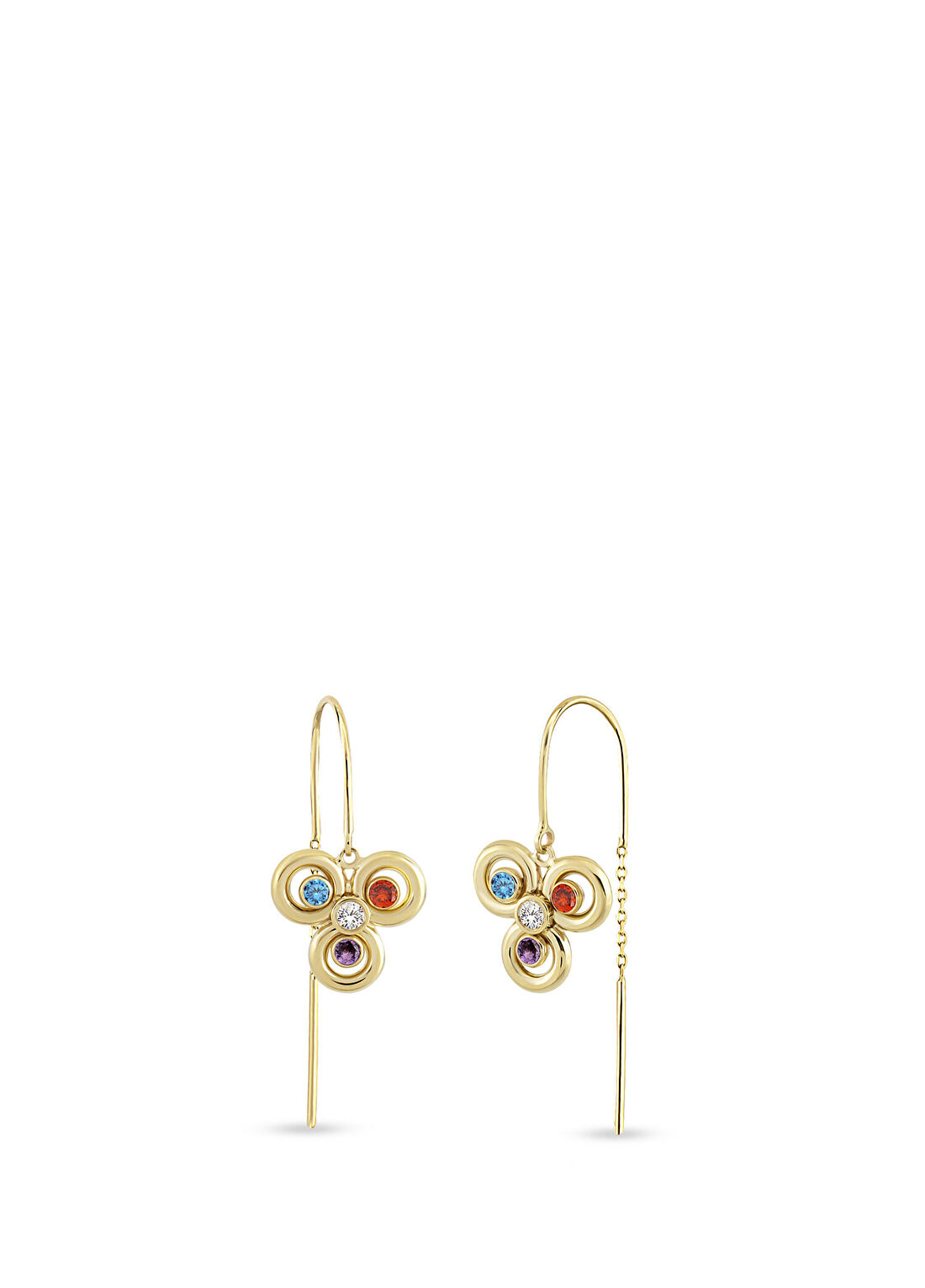 Orena Jewelry Pırlanta Taşlı Çintemani 14 Ayar Altın Kadın Küpe
