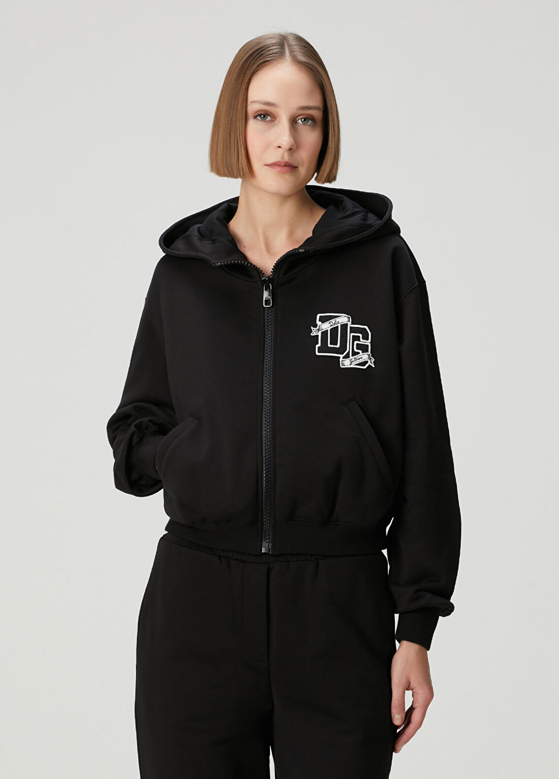 Dolce&Gabbana Siyah Kapüşonlu Fermuarlı Sweatshirt