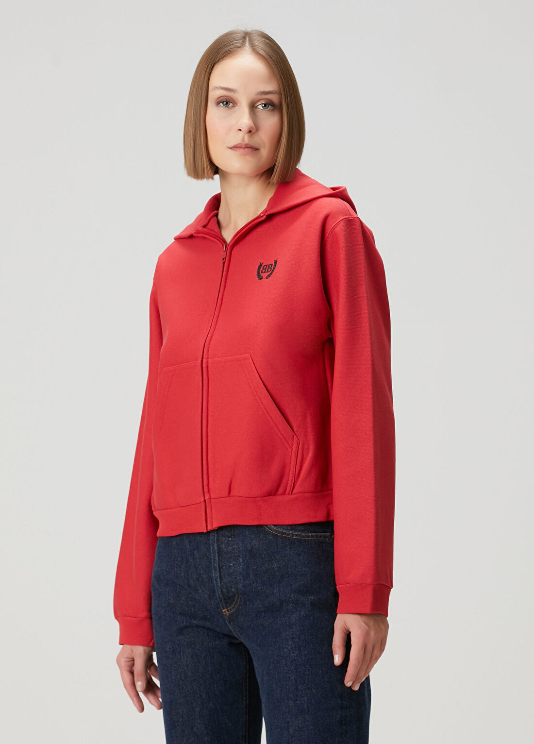 Balenciaga Kırmızı Kapüşonlu Fermuarlı Sweatshirt görsel 3