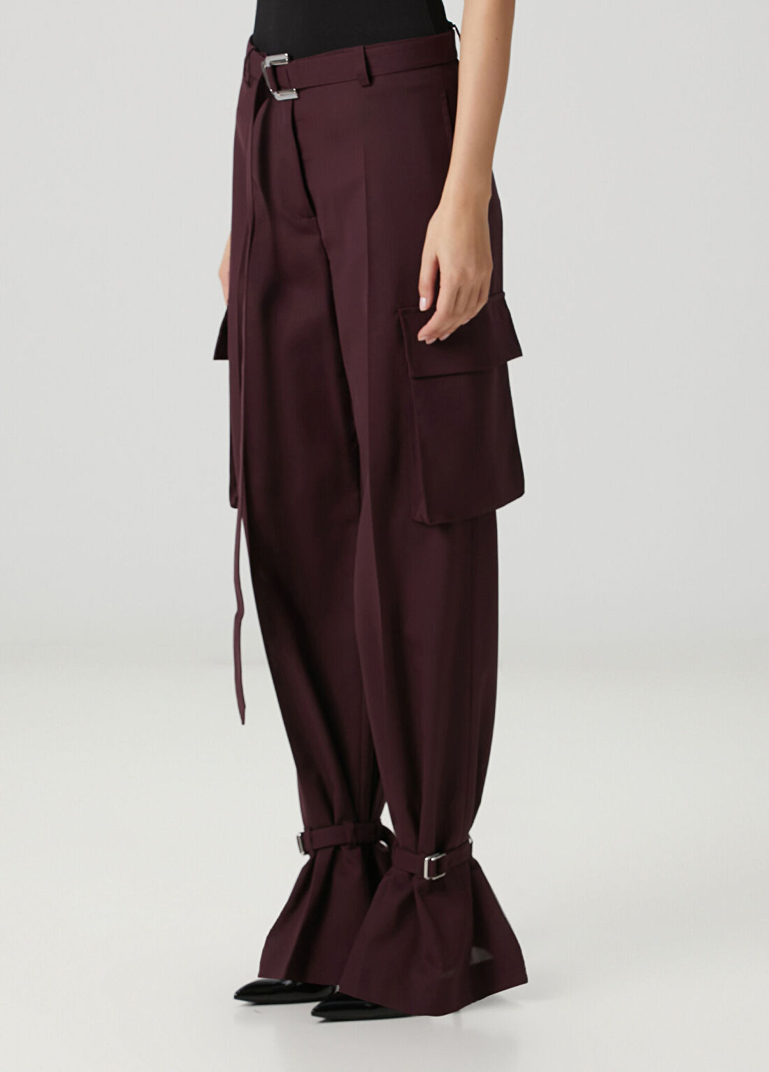 The Attico Bordo Kemerli Pantolon görsel 2