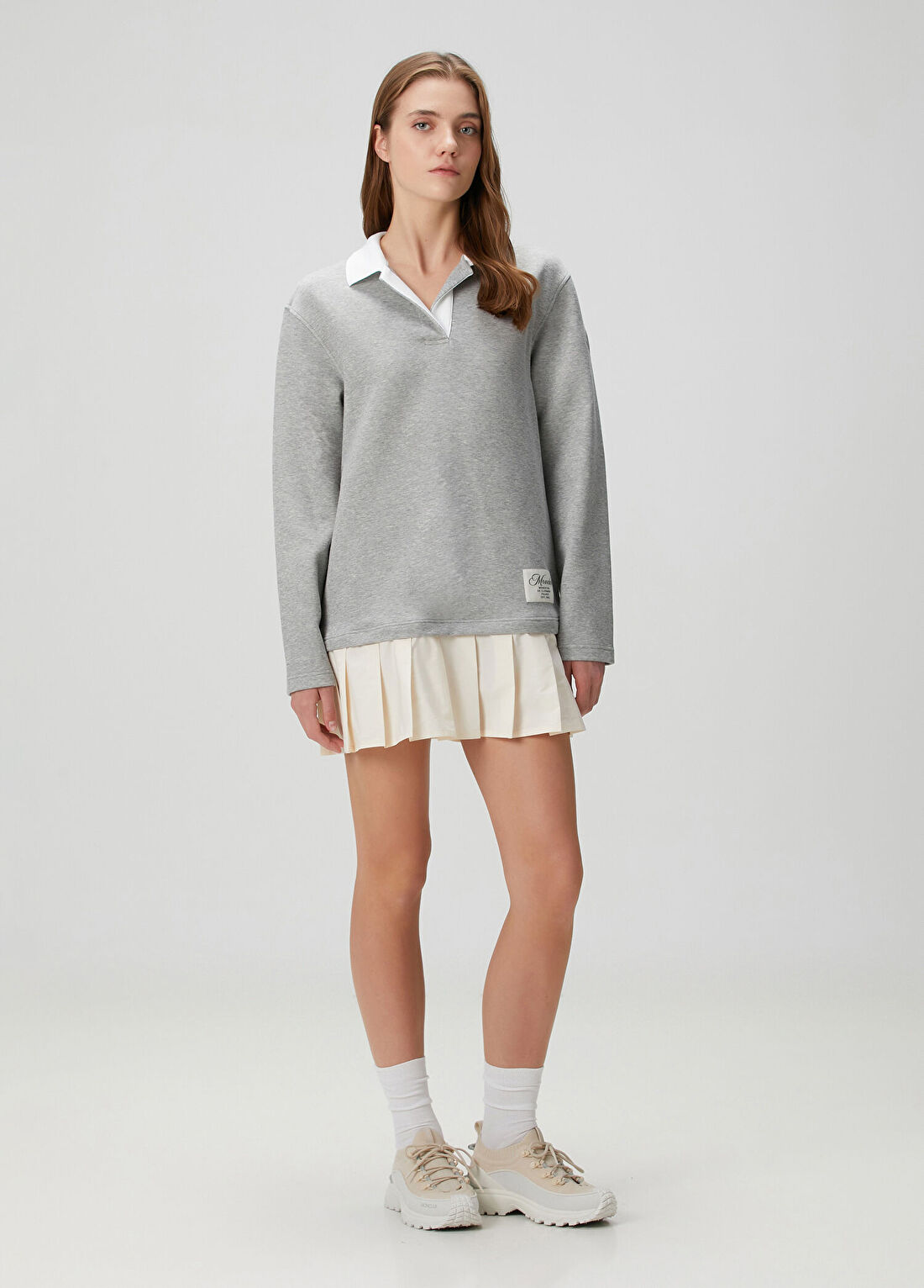 Moncler Gri Pileli Mini Polo Elbise görsel 3
