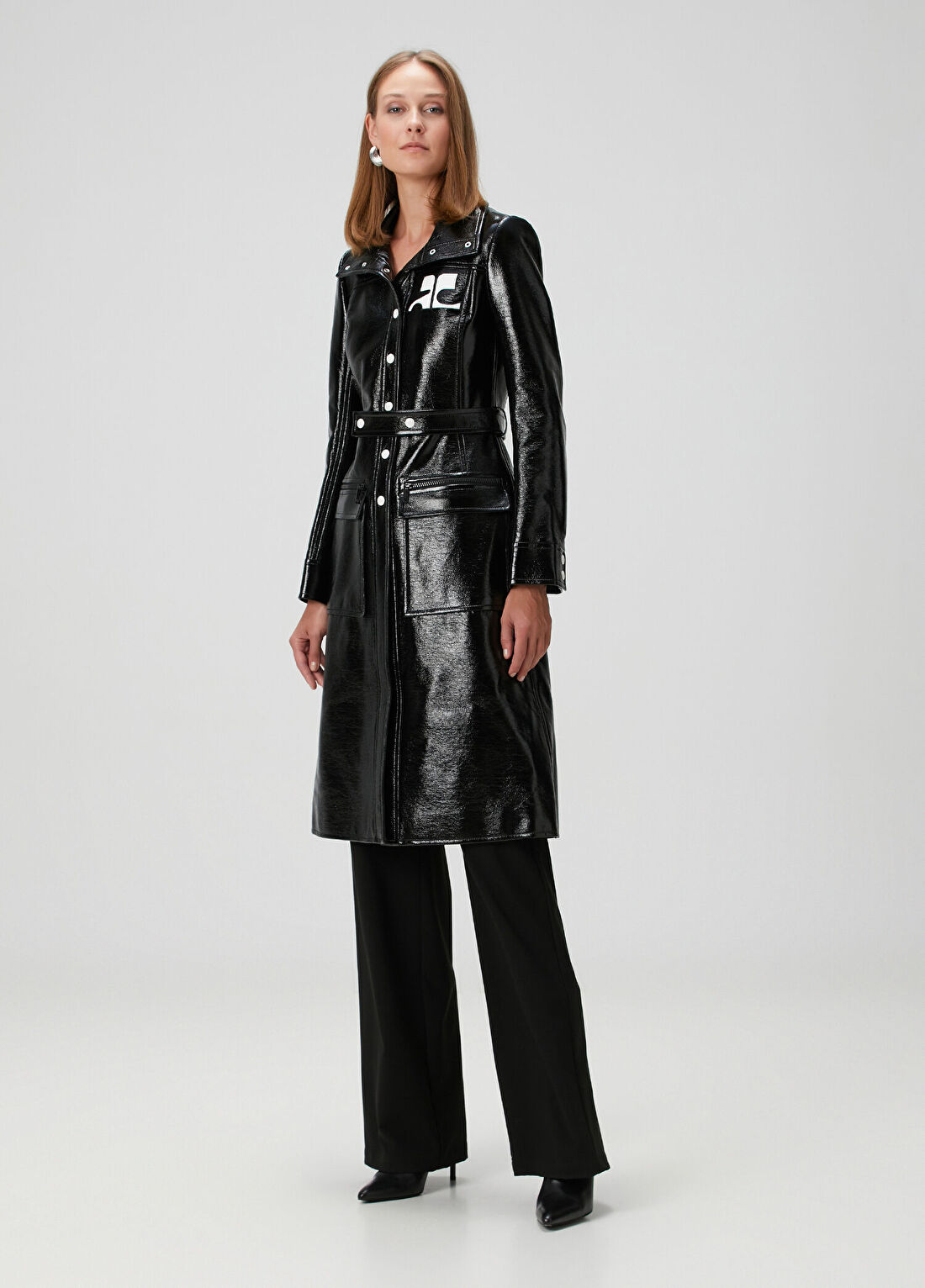 Courreges Siyah Vinil Palto görsel 2