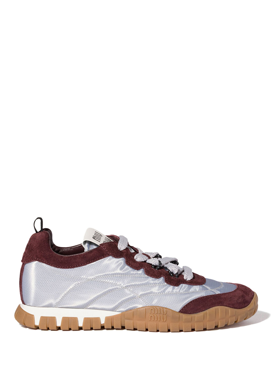 Miu Miu Tyre Gri Teknik Kumaş ve Süet Kadın Sneaker
