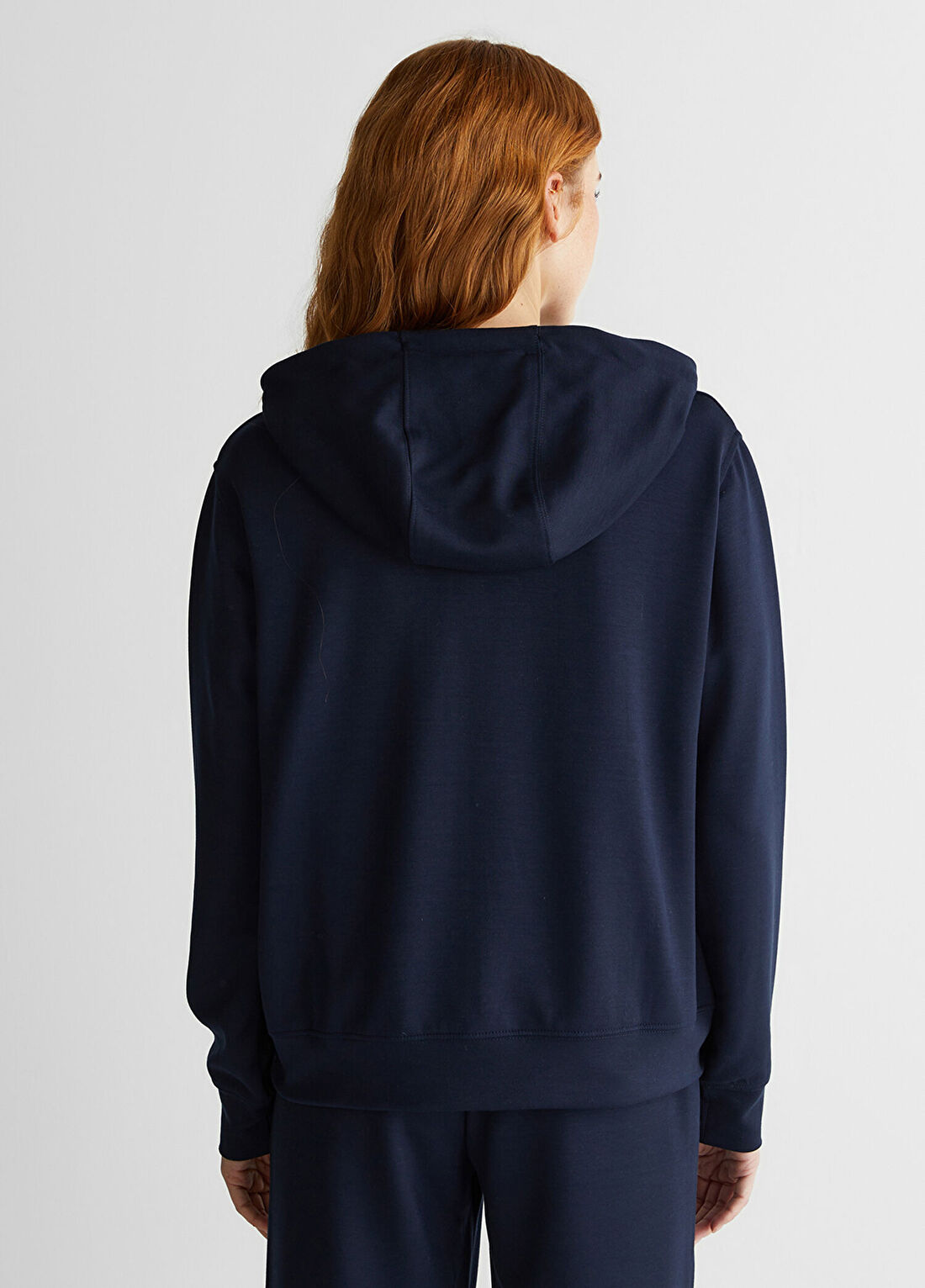 Gant Lacivert Standart Fit Kapüşonlu Fermuarlı Kadın Sweatshirt görsel 2