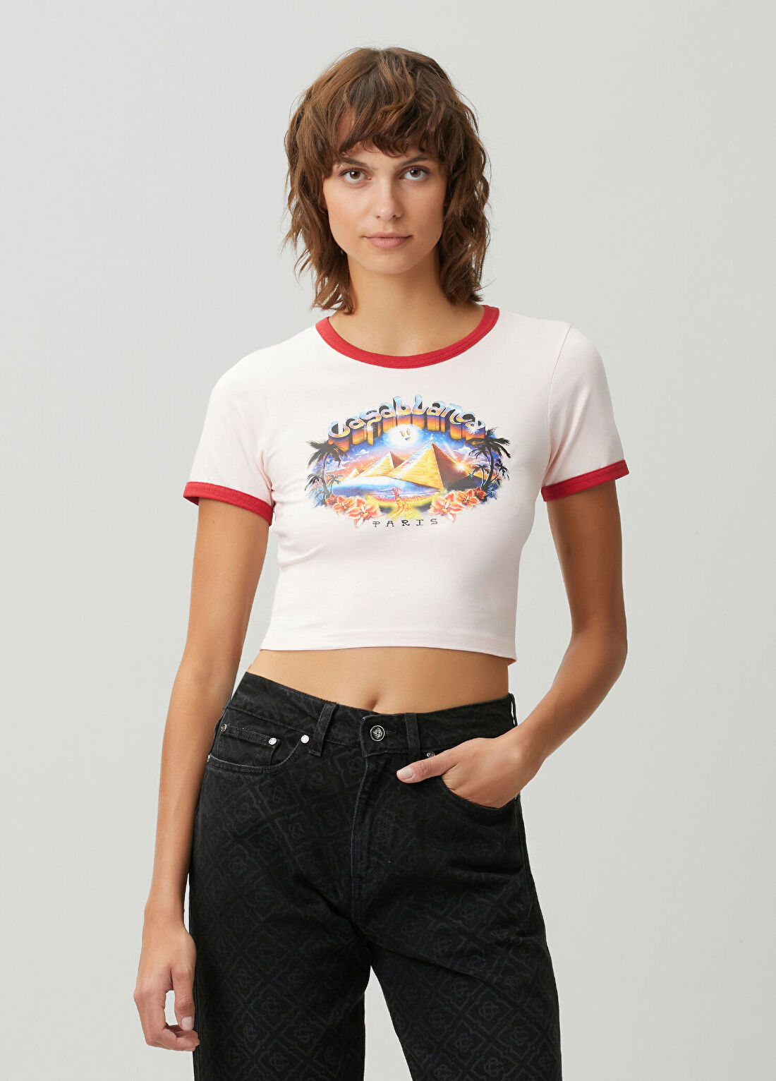 Casablanca Beyaz Crop T-shirt