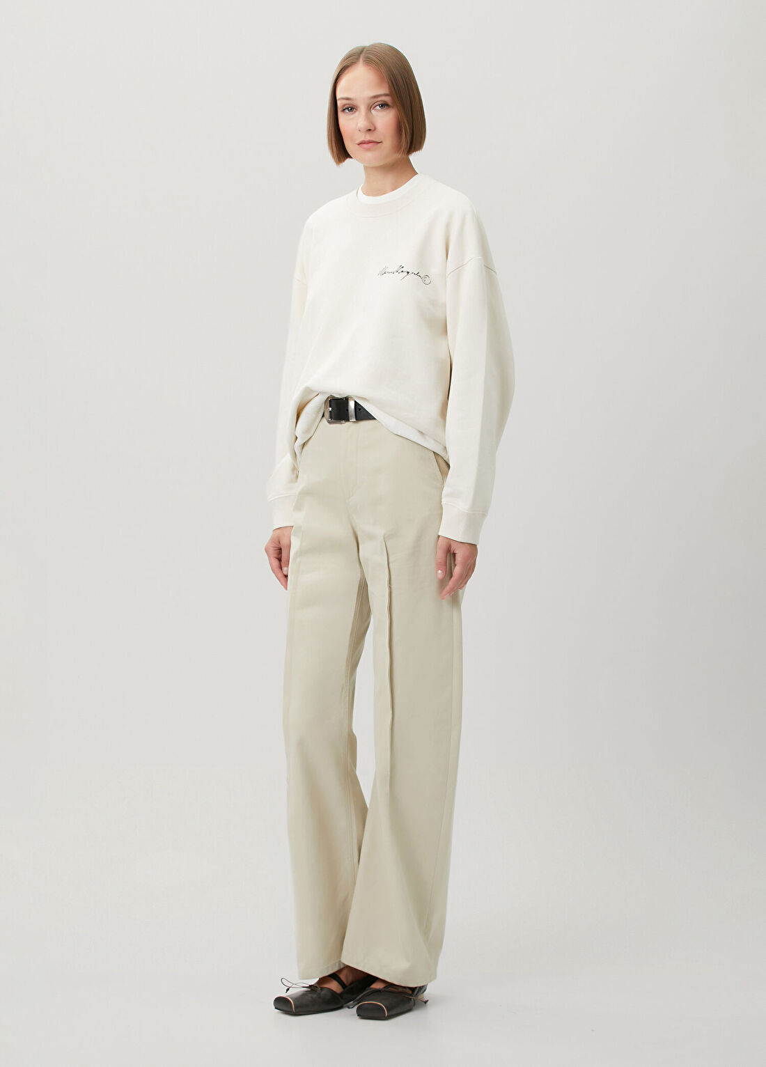 MM6 Maison Margiela Ekru Sweatshirt görsel 2
