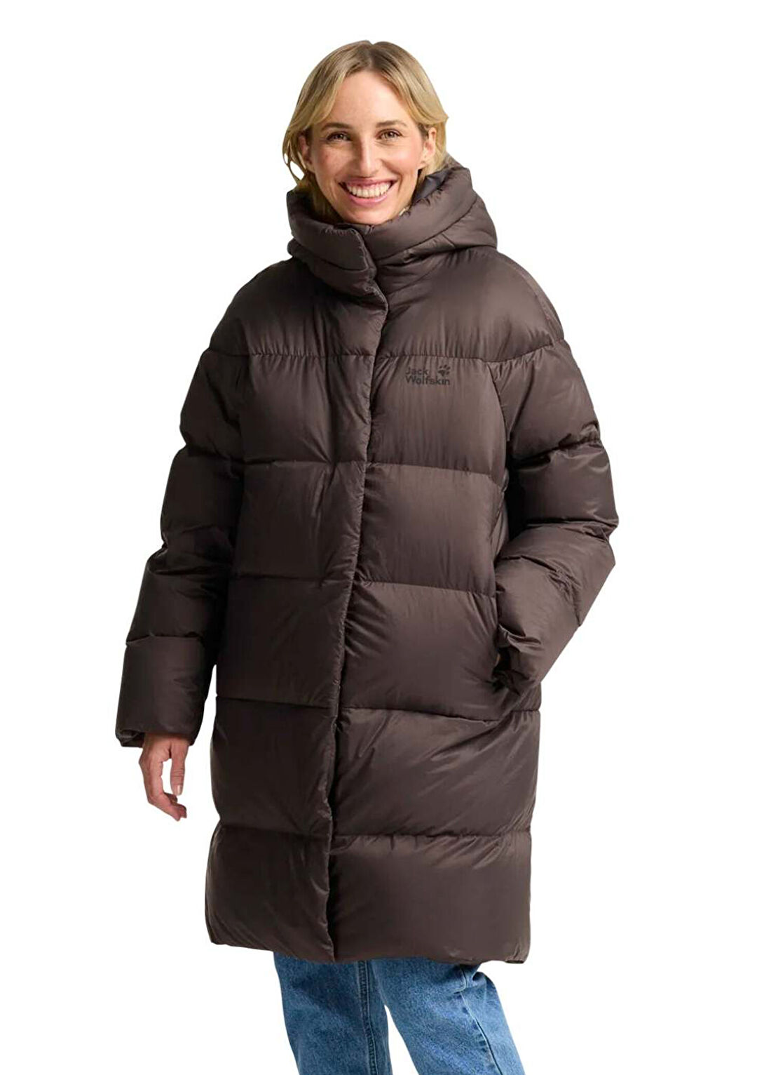 Jack Wolfskin Icy Hill Coat Rds Kahverengi Kapüşonlu Kadın Outdoor Mont görsel 3