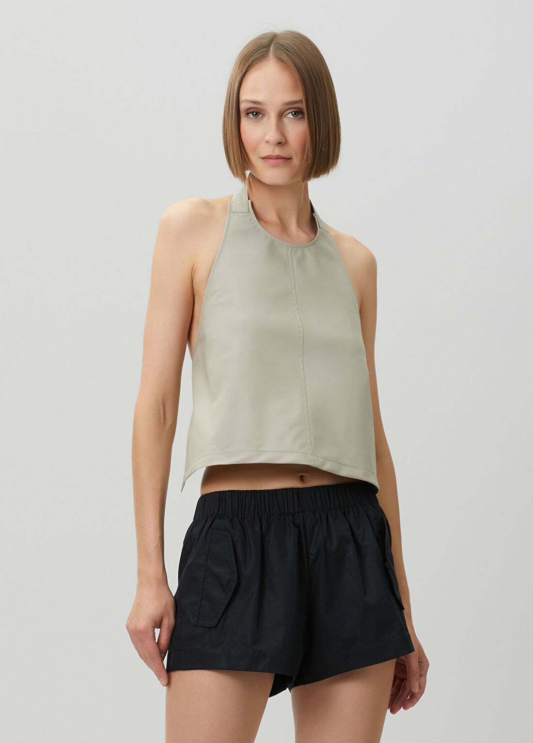Wardrobe Nyc Bej Halter Yaka Bluz