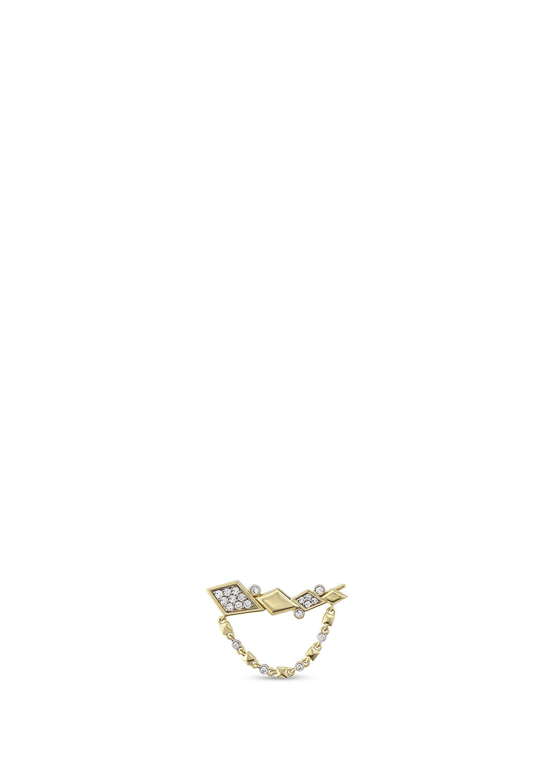 RITA Fine Jewelry Bloom Chain Pırlanta Taşlı 14 Ayar Altın Kadın Küpe