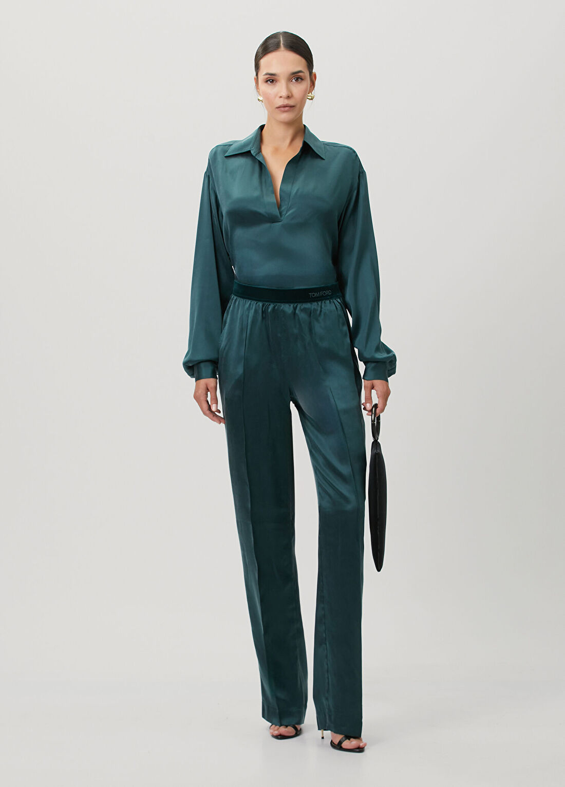 Tom Ford Petrol İpek Saten Pijama Pantolon