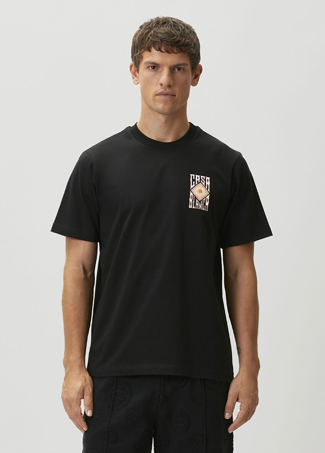 Casablanca Hermons Mirage Siyah Logo Baskılı T-shirt