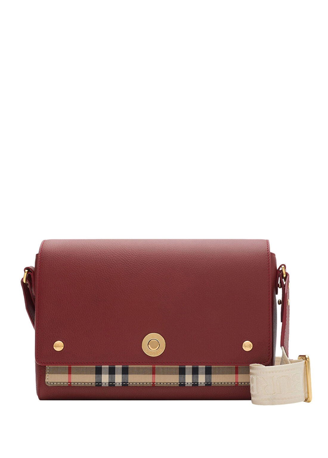 Burberry Note Bordo Deri Kadın Omuz Çantası