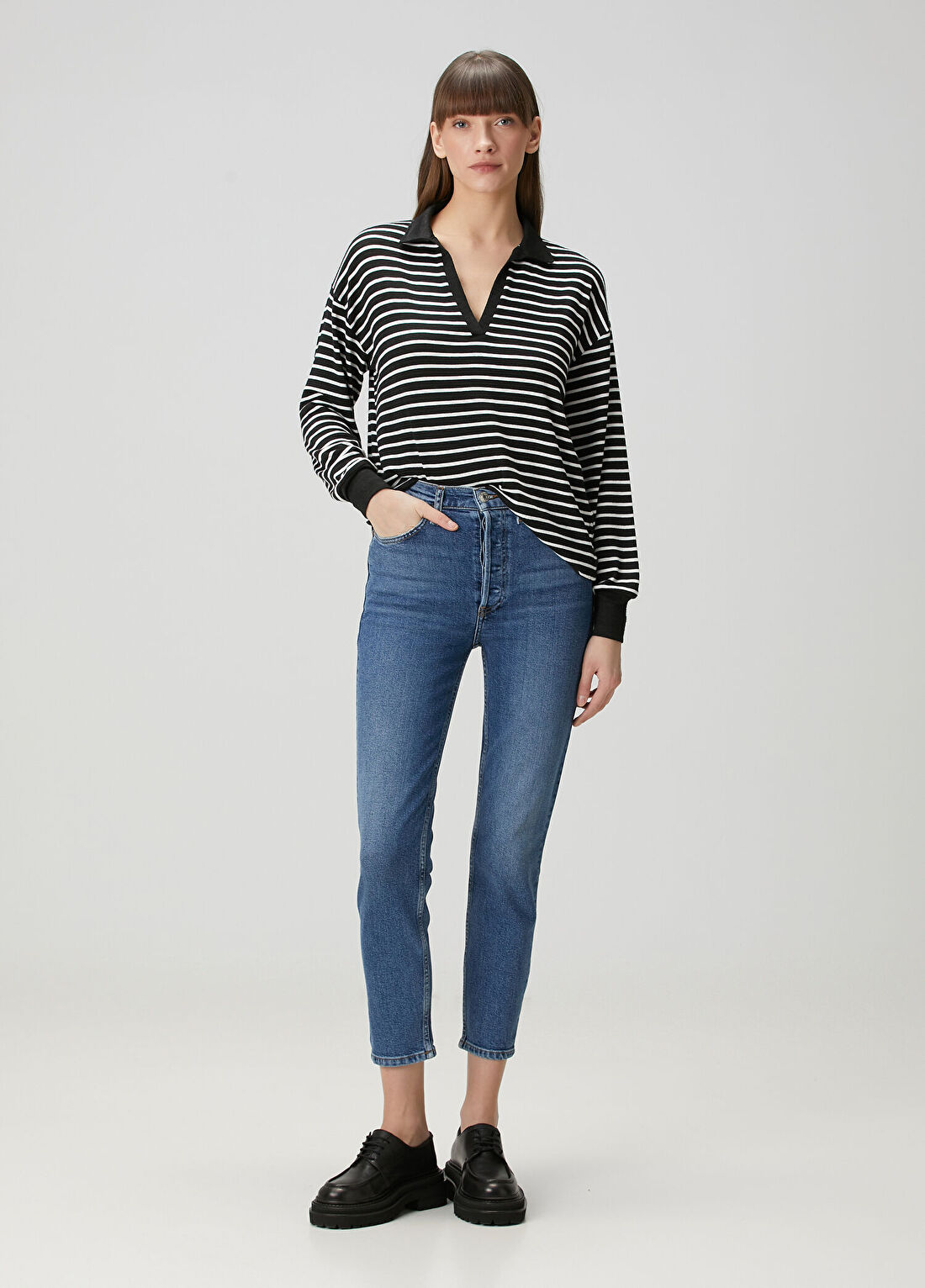 Re/Done 90s Mavi Crop Jean Pantolon