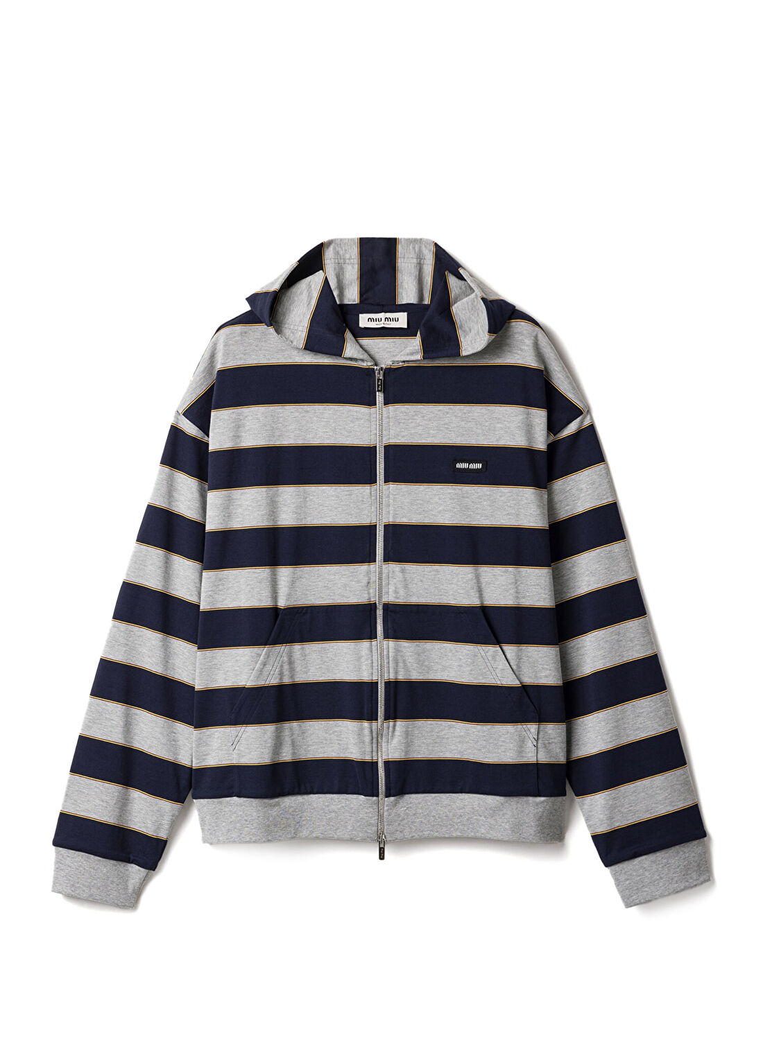Miu Miu Mavi Çizgili Jarse Kapüşonlu Kadın Sweatshirt