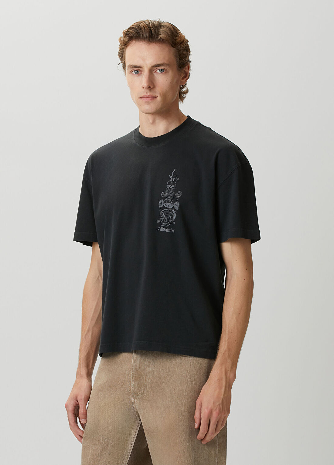 AllSaints Ignis Siyah T-shirt görsel 3