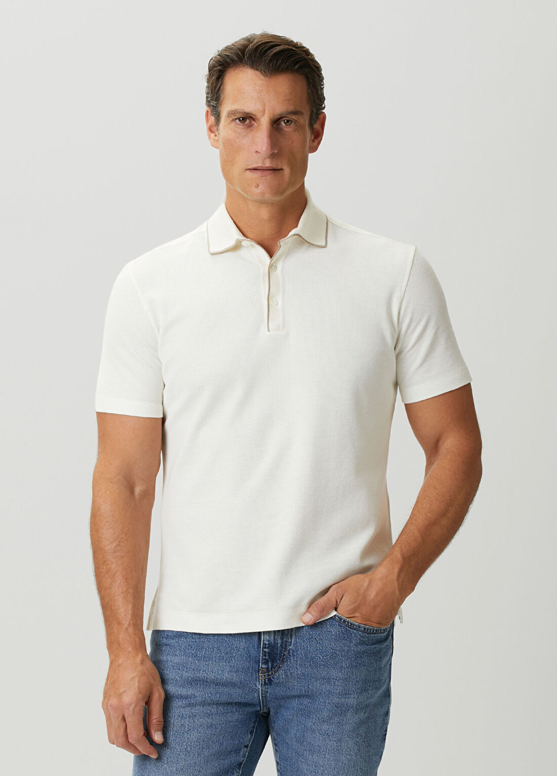 Zegna Beyaz Polo Yaka T-shirt