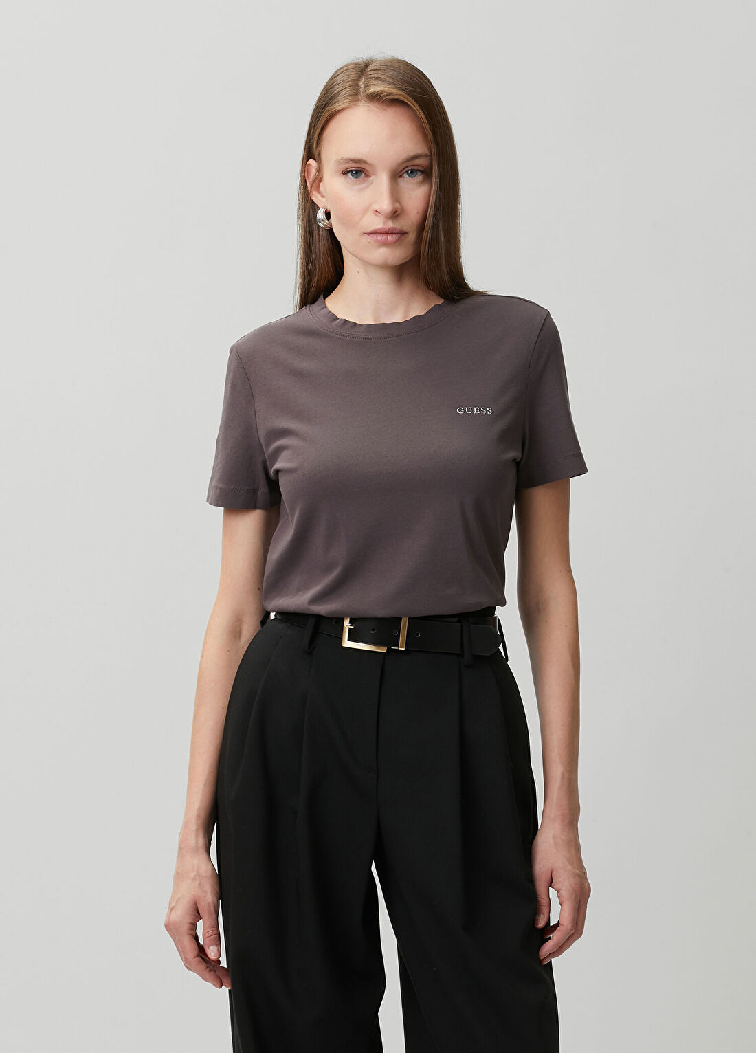 Guess Tracey Slim Fit Kahverengi T-shirt