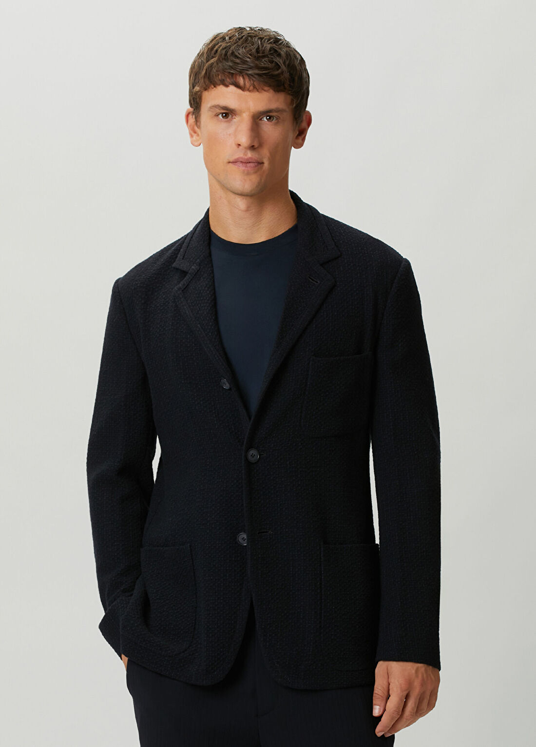 Giorgio Armani Siyah Tweed Yün Ceket