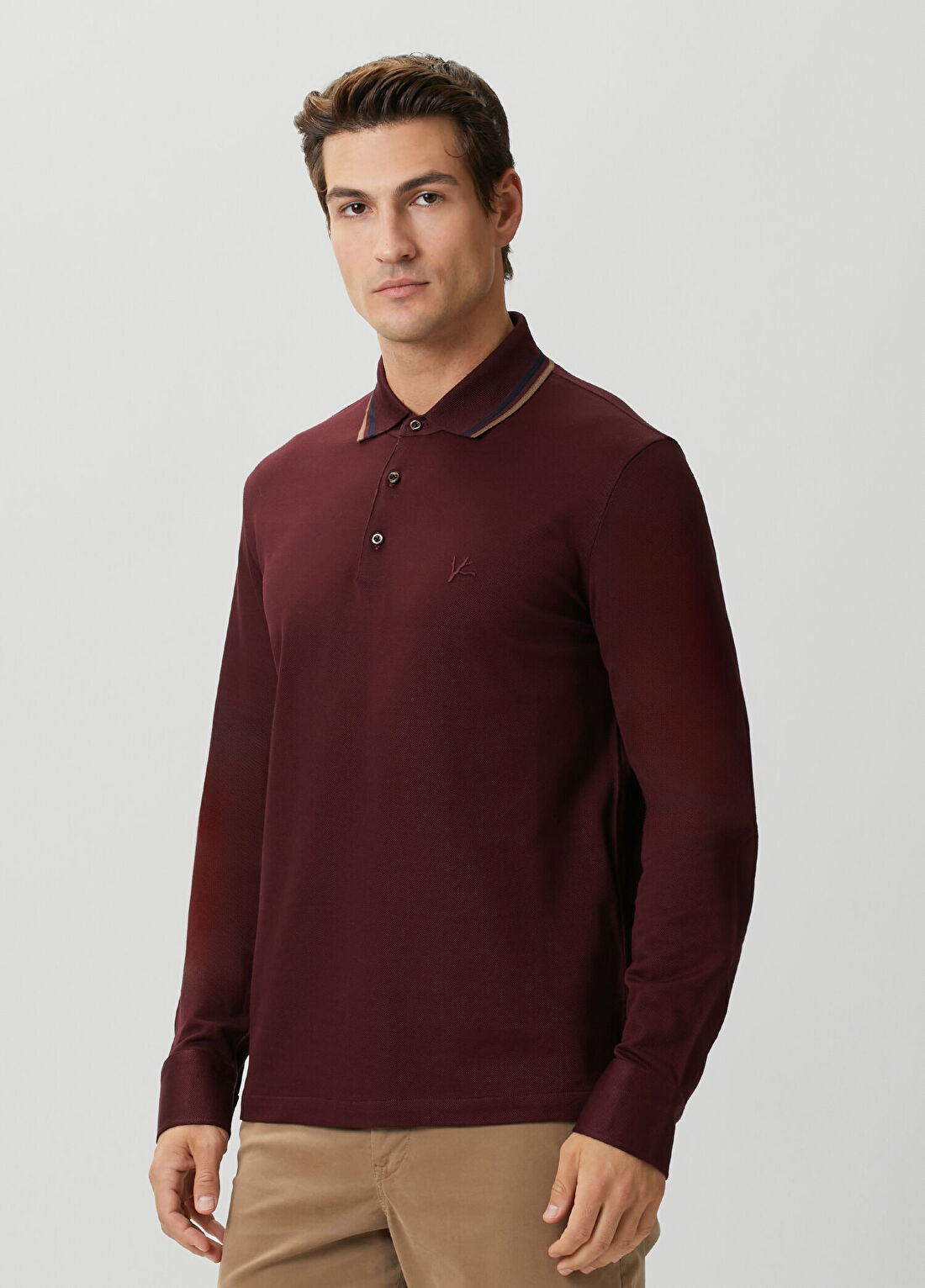 Isaia Bordo Polo Yaka Sweatshirt görsel 3