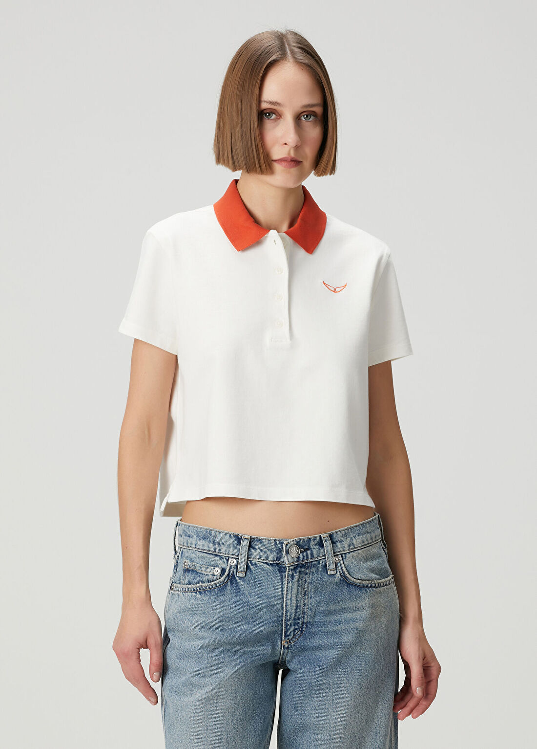 Zadig&Voltaire Turuncu Beyaz Polo T-shirt