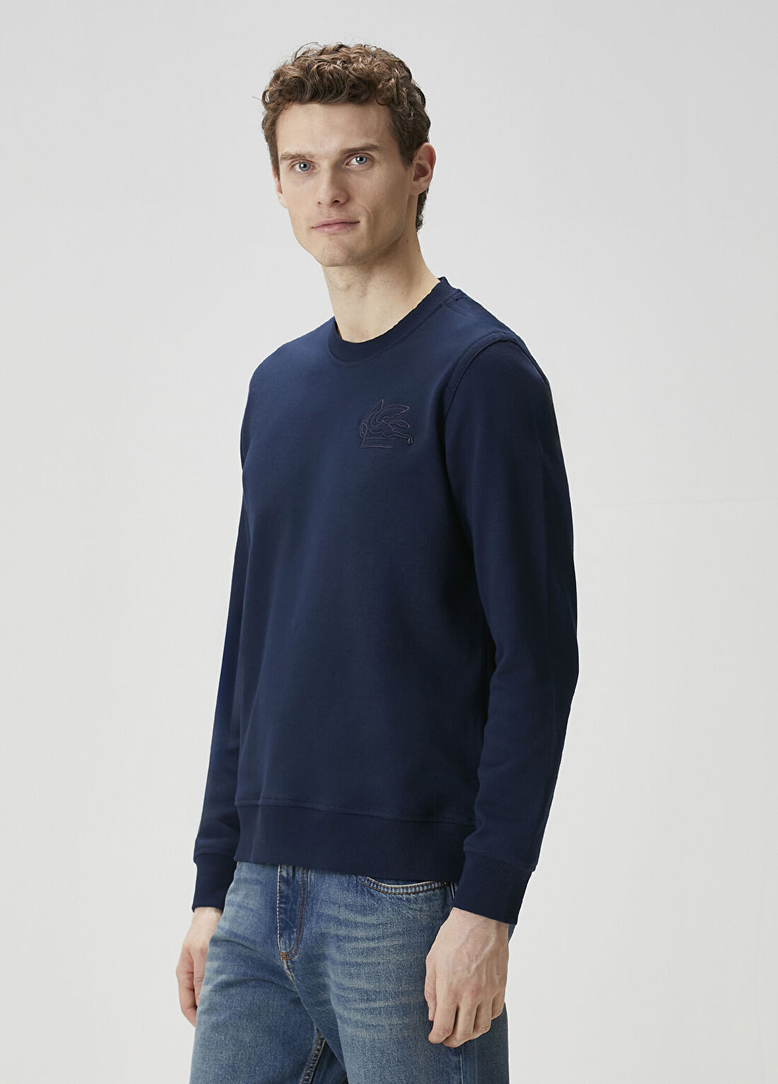 Etro Lacivert Logo Nakışlı Sweatshirt görsel 3