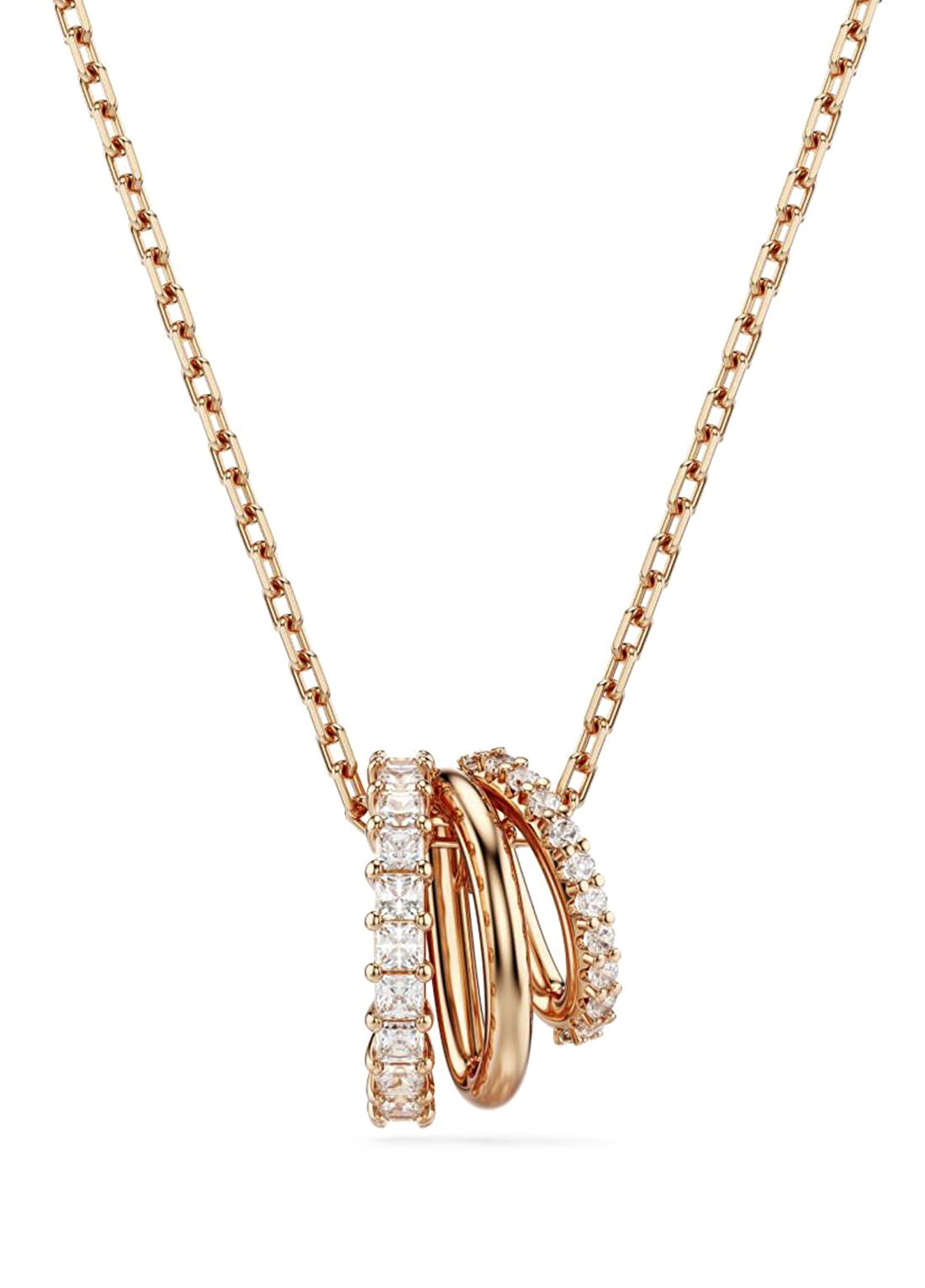 Swarovski Hyperbola Pend 3 Row White Ros Rose Gold Kadın Kolye 5701494