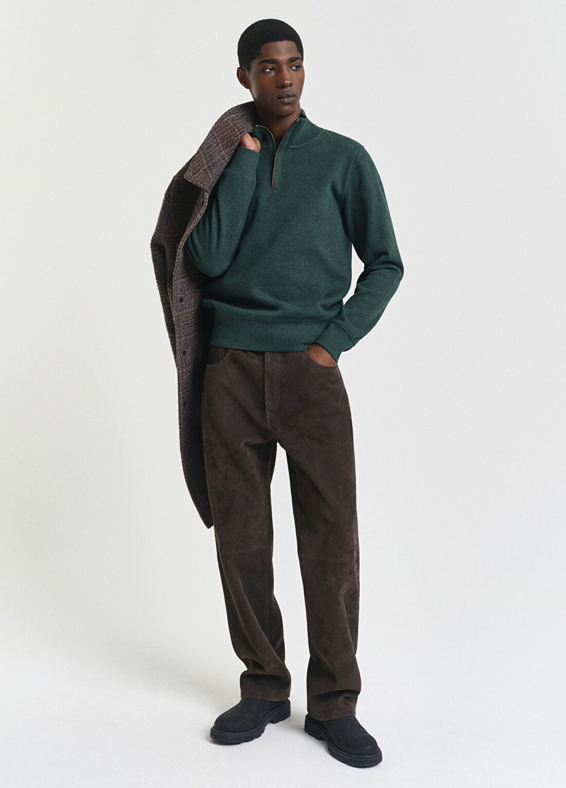 Gant Yeşil Pamuklu Regular Fit Yarım Fermuarlı Erkek Sweatshirt görsel 2