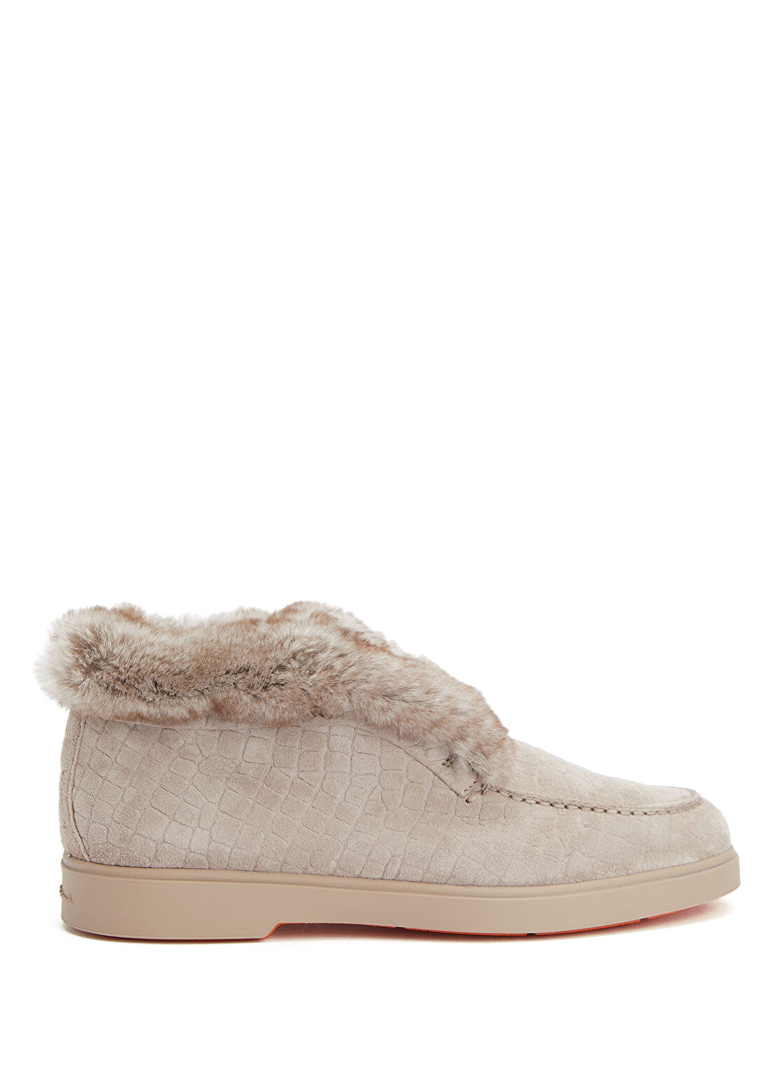 Santoni Hadeel Ekru Kadın Süet Loafer